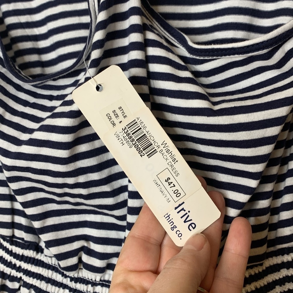 Ocean Drive | Striped NWT Anchor Back Elastic Waist Hi Low Mini Strappy Dress M - Picture 12 of 17